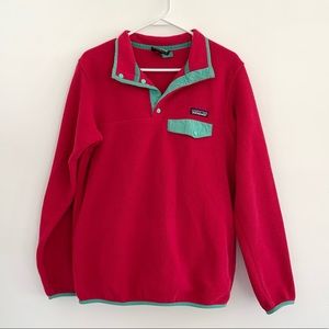 Patagonia Synchilla Pullover Pinkish Red and Teal